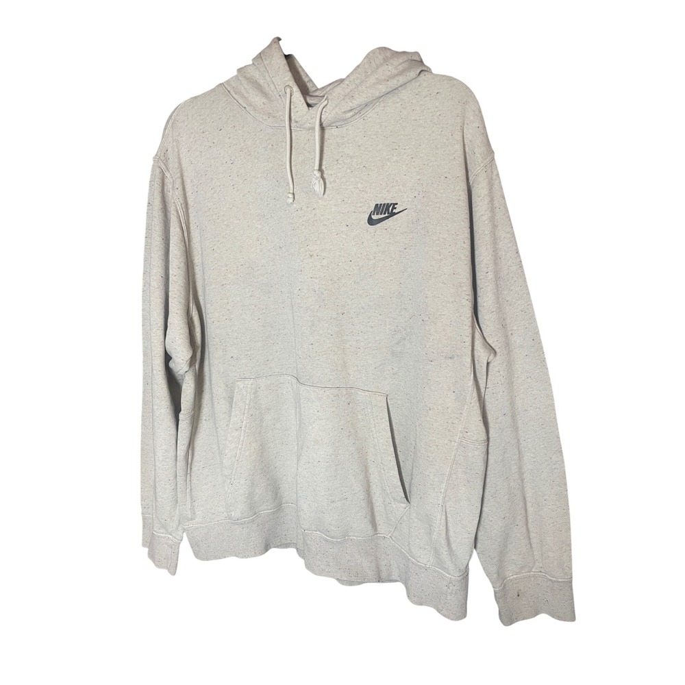 Nike Mens Sportswear Speckled Hoodie Oatmeal Heather Recycled Fleece Large